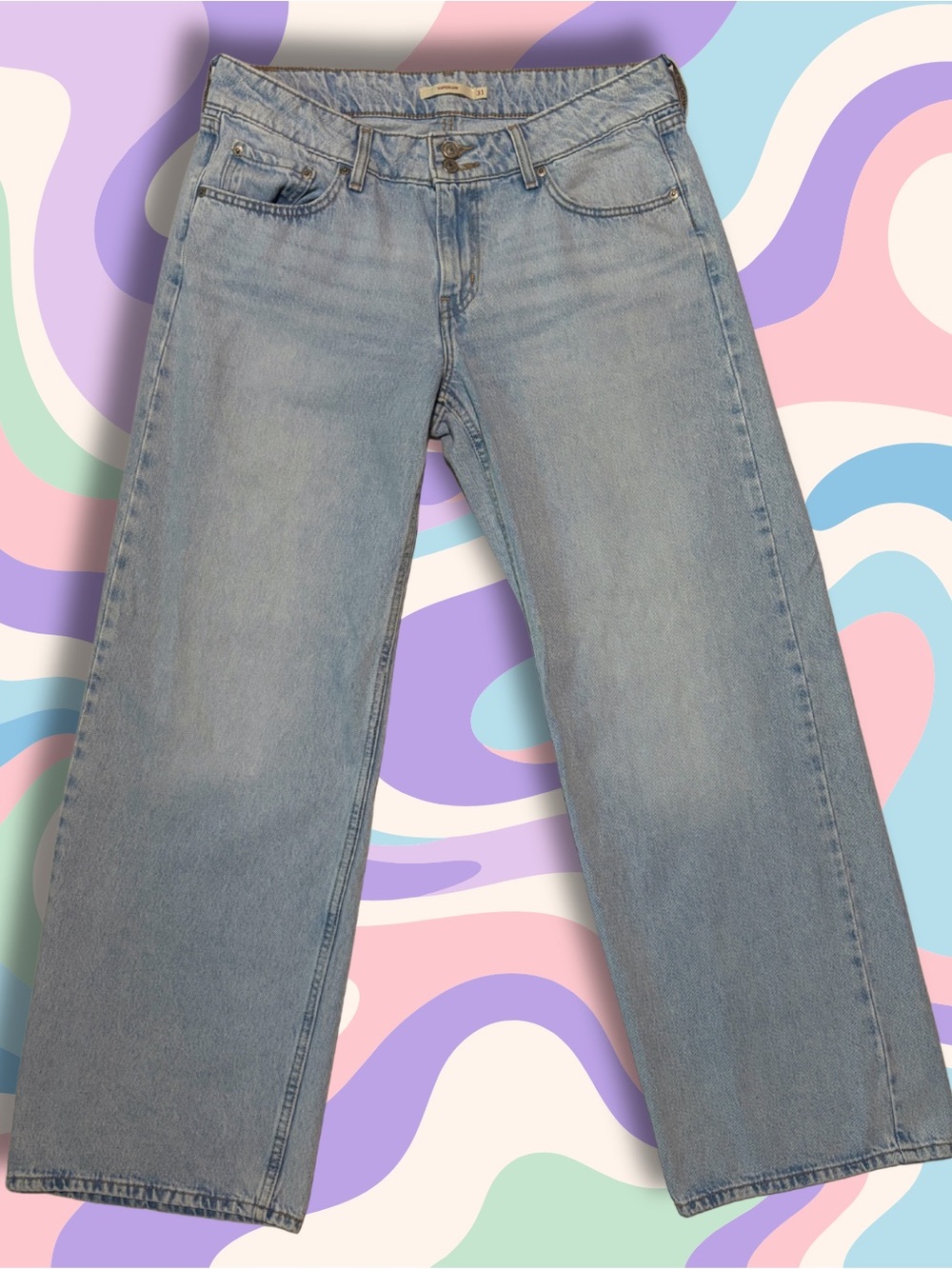 Levi’s Superlow Loose Jeans | Abraided Art | Y2K Low Rise Wide Leg | Sz 31